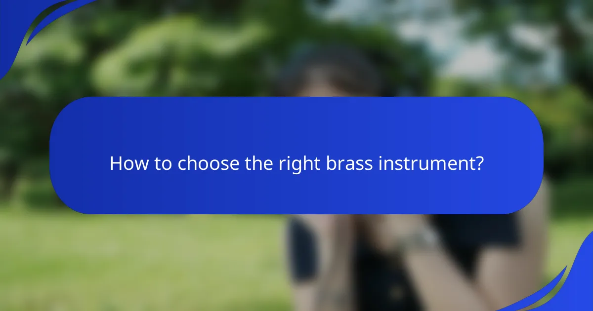 How to choose the right brass instrument?