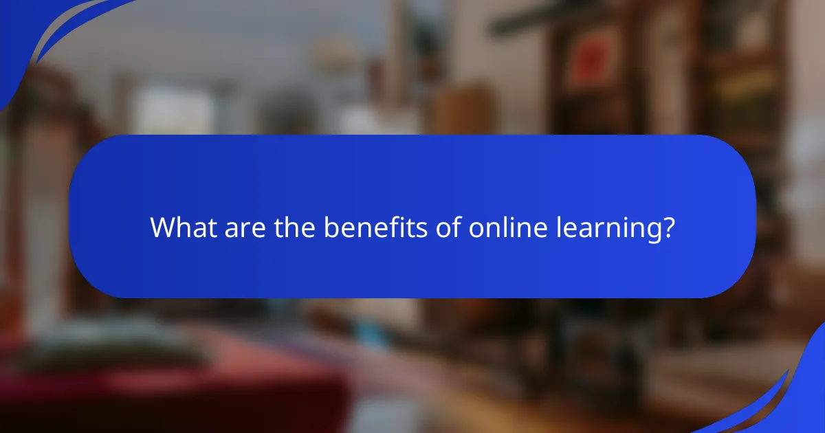 What are the benefits of online learning?
