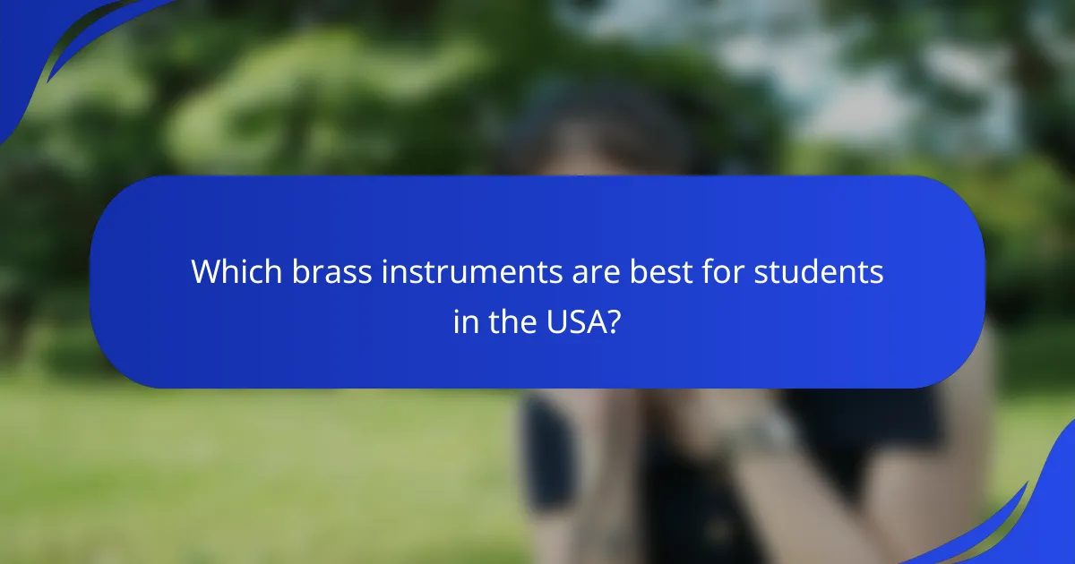 Which brass instruments are best for students in the USA?